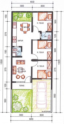 Denah rumah type 36 alternatif 2