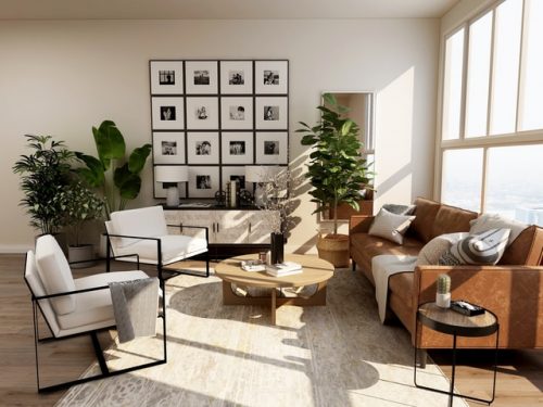 Ruang tamu modern minimalis kombinasi dua warna
